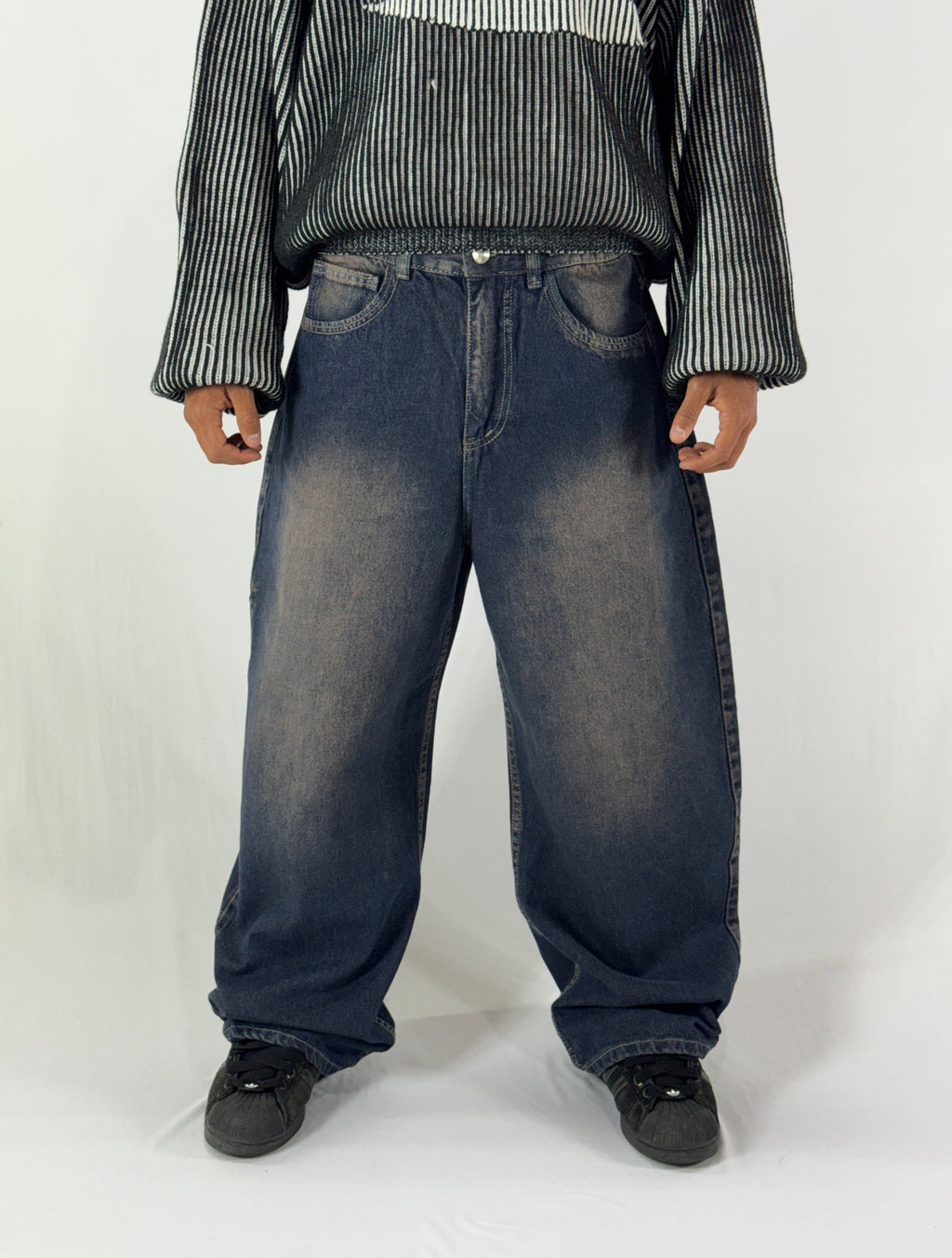 Baggy corte Barrel azul índigo