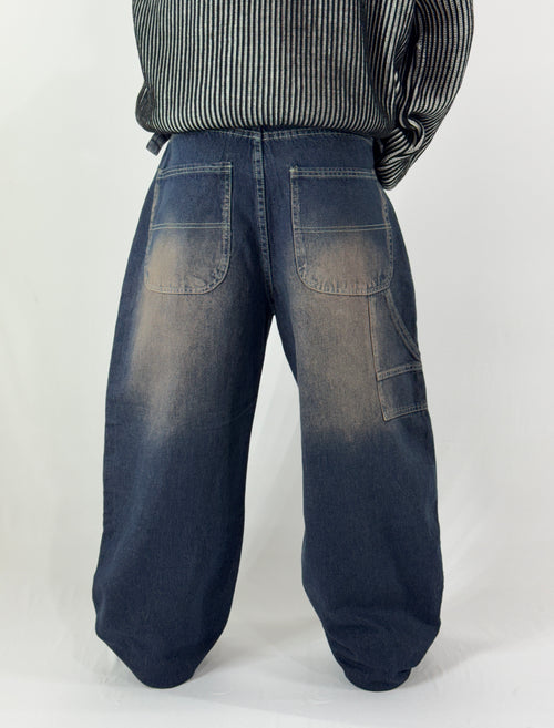 Baggy corte Barrel azul índigo