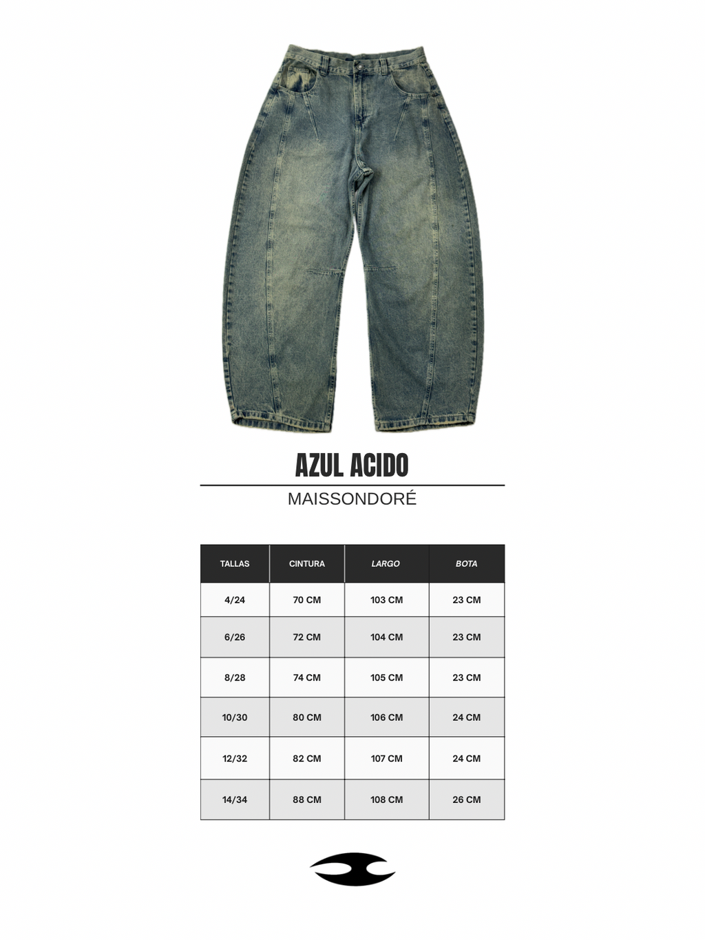 Baggy corte Barrel azul ácido
