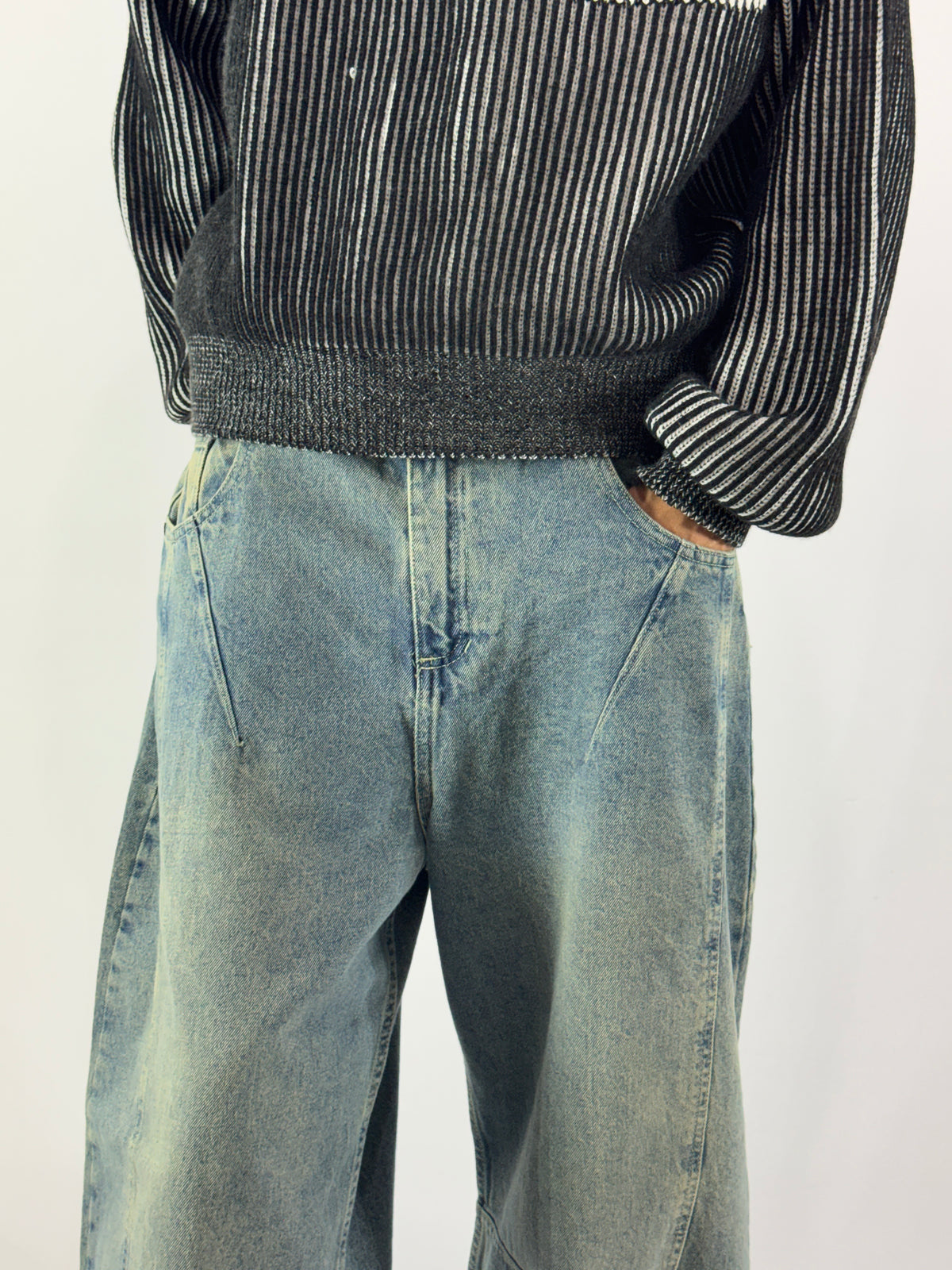 Baggy corte Barrel azul ácido
